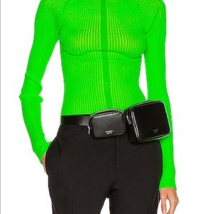 Acne Studios Women's Green Neon Ribbed-knit Turtleneck Top Size XS